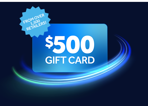 $500 gift card from over 1,500 retailers