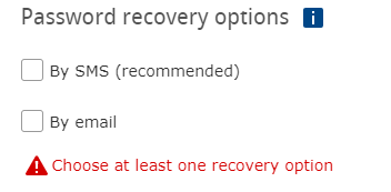 Screenshot of mail.com password recovery