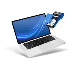 Laptop and credit card reader isolated on white