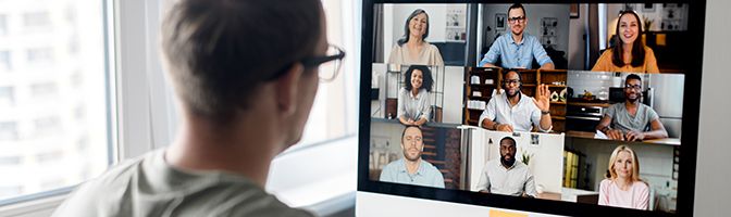 A person participating in a video conference.