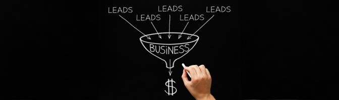 Hand drawing Lead Generation Business Funnel concept with white chalk on blackboard.