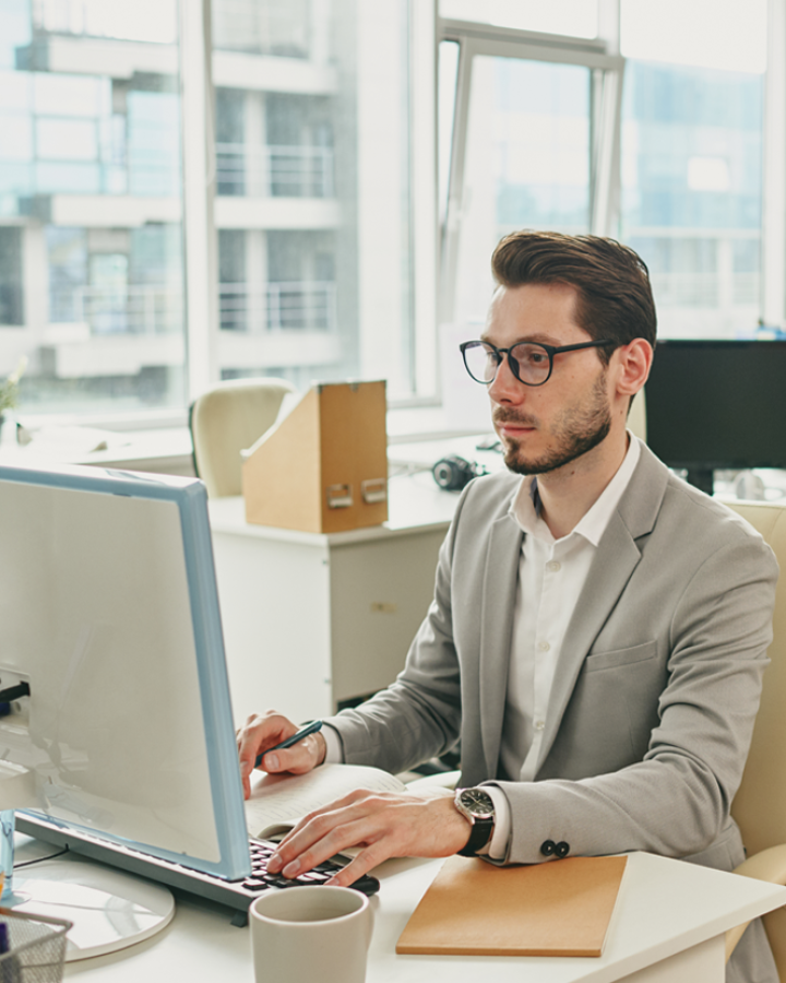 man working on computer