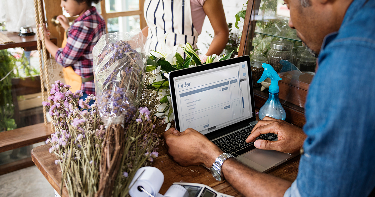 Family Working Together with Small Business Flower Shop